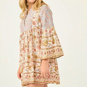 Girls Boho Paisley Floral Summer Bell Sleeve Tunic Mini Dress - FINAL CLEARANCE